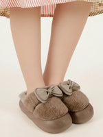 Load image into Gallery viewer, Heleey Elegant Bow Coffee Plush Slippers