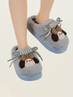 Load image into Gallery viewer, Heleey Frosty Blue Pup Plush Home Slippers