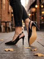 Load image into Gallery viewer, Noir Sleek Sling Heels