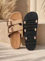 Load image into Gallery viewer, Heleey Sandstone Chic Buckle Slides