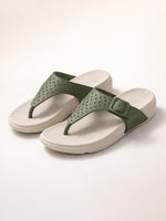 Load image into Gallery viewer, Olive Lace Comfort Thongs