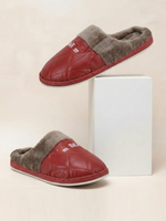 Load image into Gallery viewer, Heleey Cozy Red Quilted Winter Slippers