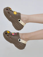 Load image into Gallery viewer, Heleey Brown Crocs with Cute Sticker