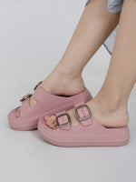 Load image into Gallery viewer, Heleey Soft Pink Double Buckl Walkin Crocs