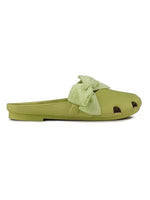 Load image into Gallery viewer, Heleey Green Flats with Bow Dot Design