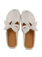 Load image into Gallery viewer, Heleey White Flats with Bow Dot Design