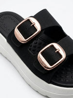 Load image into Gallery viewer, Heleey Midnight Luxe Buckle Slides