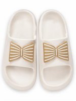 Load image into Gallery viewer, Ivory Bow Bliss Slides