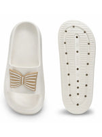 Load image into Gallery viewer, Ivory Bow Bliss Slides