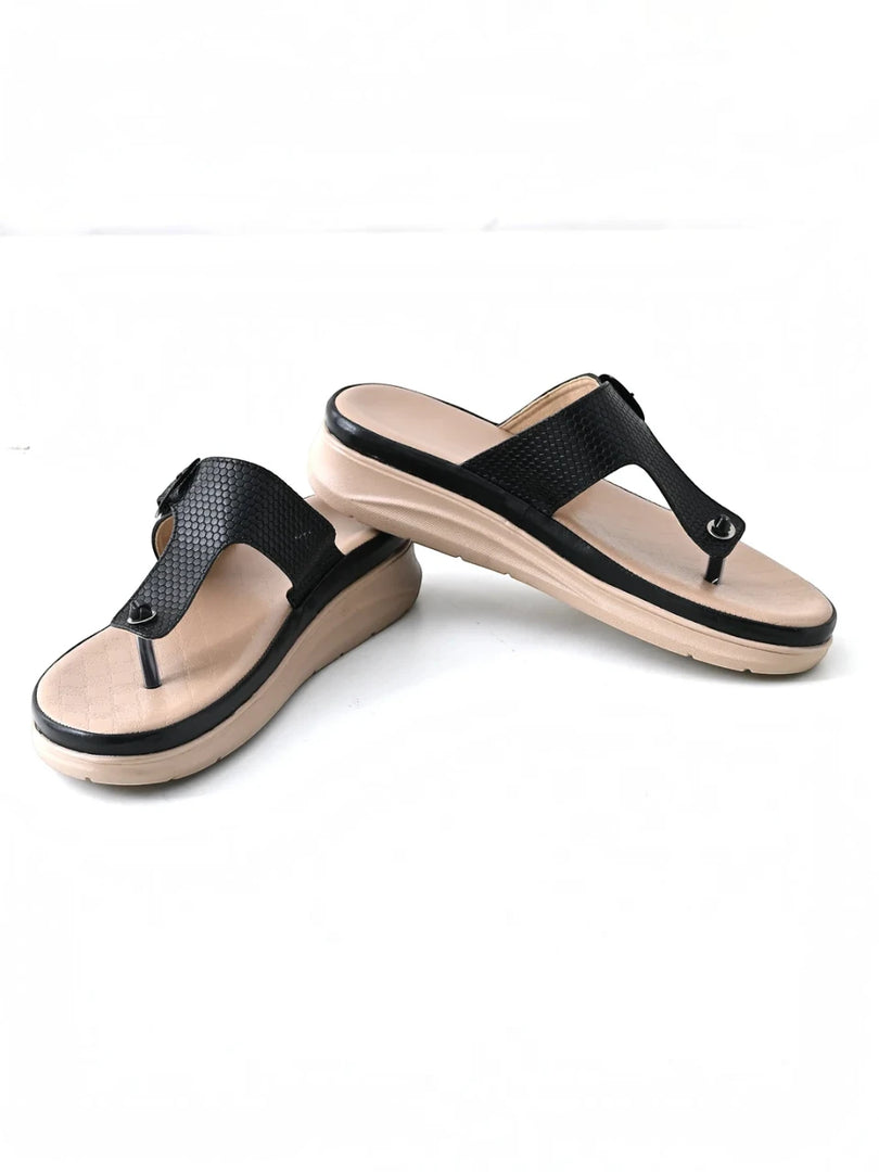 Slip-On Platform Sandals with Toe Loop