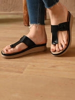 Load image into Gallery viewer, Slip-On Platform Sandals with Toe Loop
