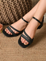 Load image into Gallery viewer, Heleey Classic Black Braided Block Heels