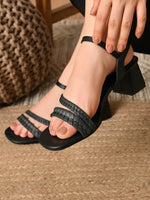 Load image into Gallery viewer, Heleey Classic Black Braided Block Heels