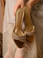 Load image into Gallery viewer, Heleey Twinkle Bronze Beaded Flat Slides