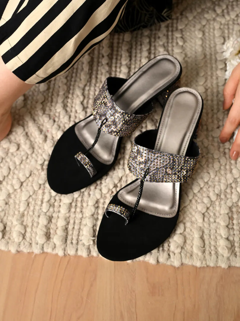 Heleey Sparkle Step Ethnic Heels
