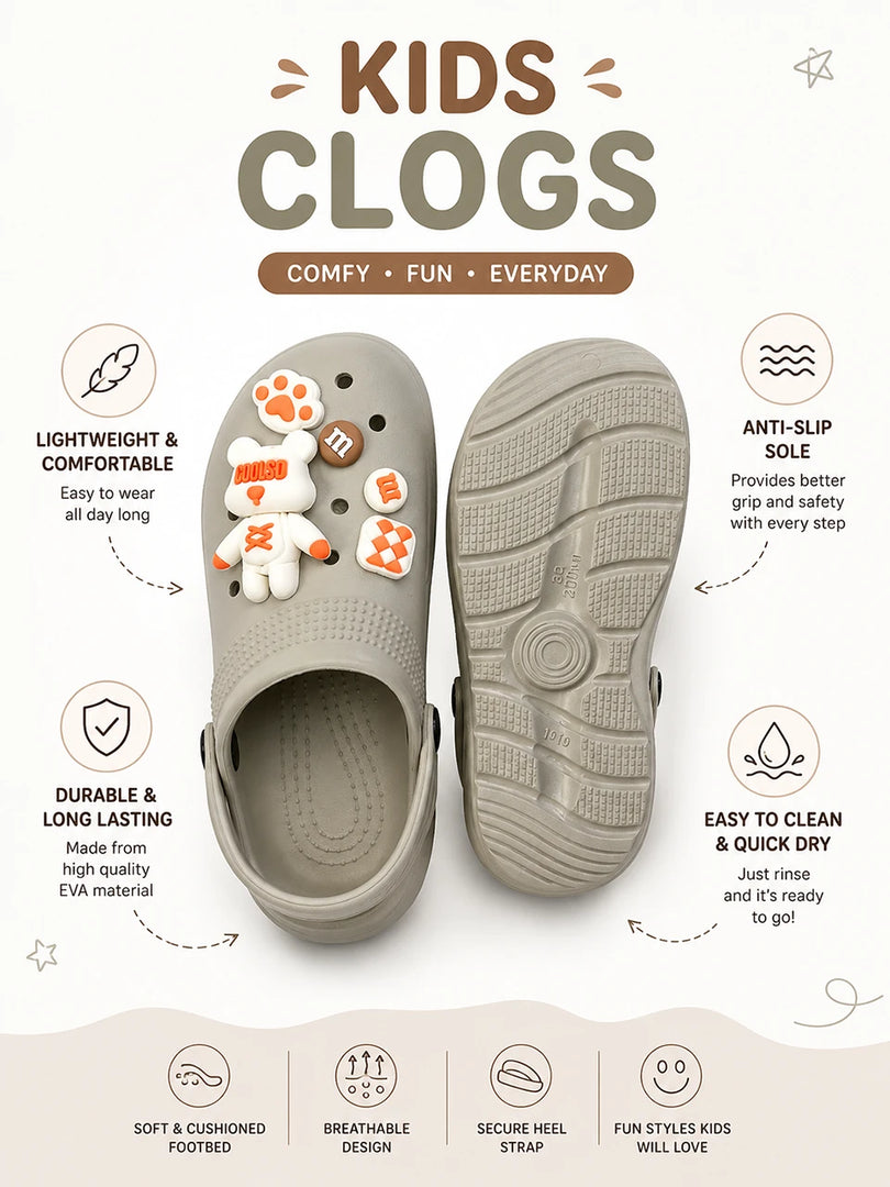 Heleey Creamy Cuddle Kids Clogs