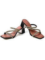 Load image into Gallery viewer, Heleey Sparkling Black Block Heels