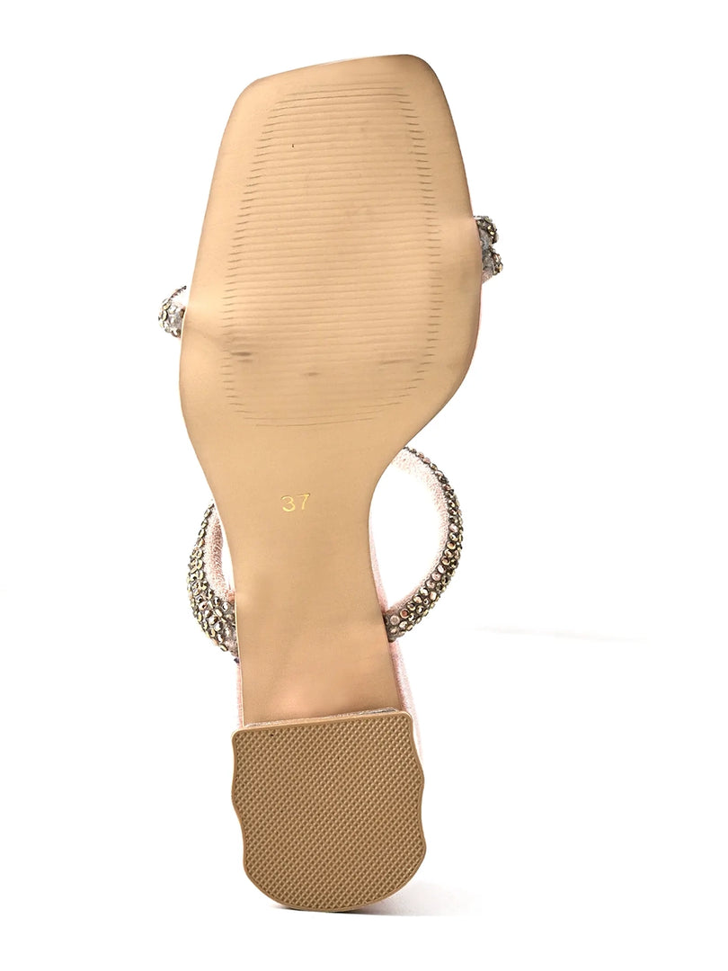 Faeezah Elegant Cream Block Heels
