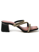 Load image into Gallery viewer, Heleey Sparkling Black Block Heels