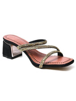 Load image into Gallery viewer, Heleey Sparkling Black Block Heels