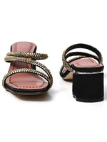 Load image into Gallery viewer, Heleey Sparkling Black Block Heels