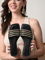 Load image into Gallery viewer, Heleey Starry Noir Embellished Flats