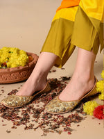 Load image into Gallery viewer, Heleey GOLDEN EMBELLISHED ROUND-TOE JUTTIS
