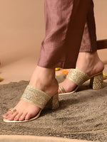 Load image into Gallery viewer, Heleey Golden Elegance Slip-On Sandals