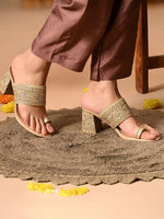 Load image into Gallery viewer, Heleey Golden Elegance Slip-On Sandals