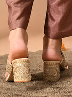 Load image into Gallery viewer, Heleey Golden Elegance Slip-On Sandals