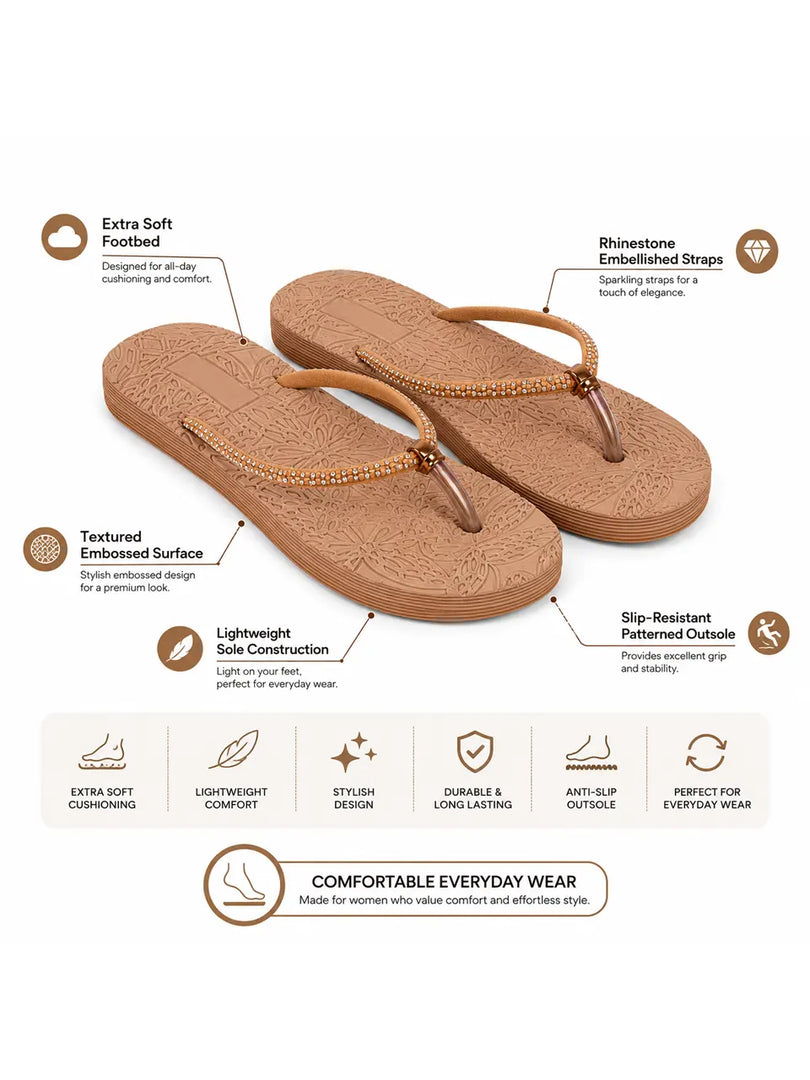 Heleey Golden Glow Comfort Flip Flops