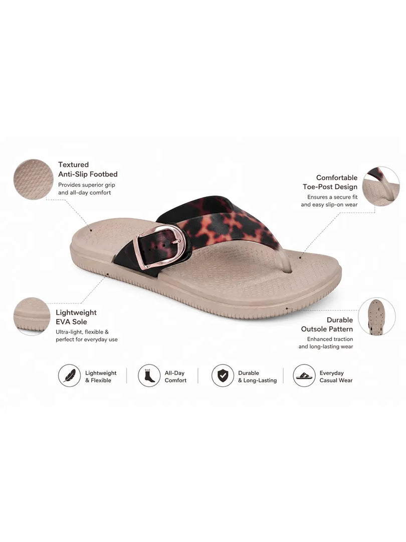 Heleey Cocoa Luxe Buckle Flip Flops