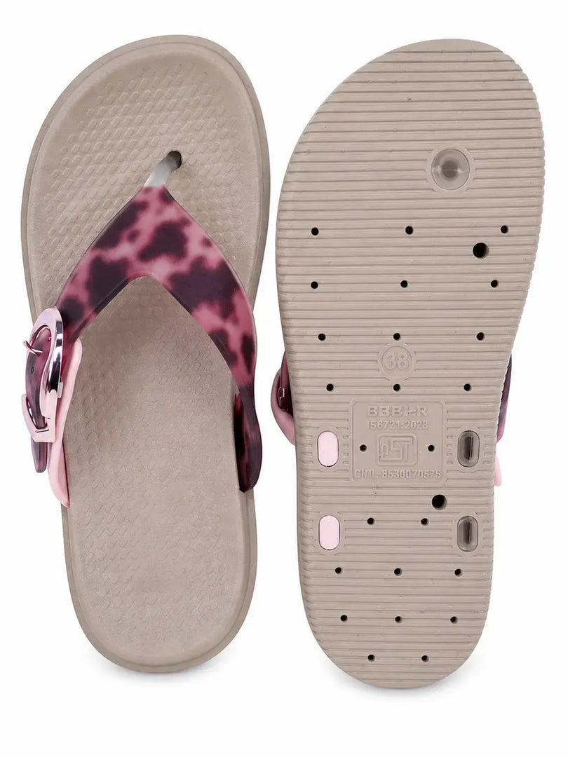Heleey Blush Wild Buckle Flip Flops