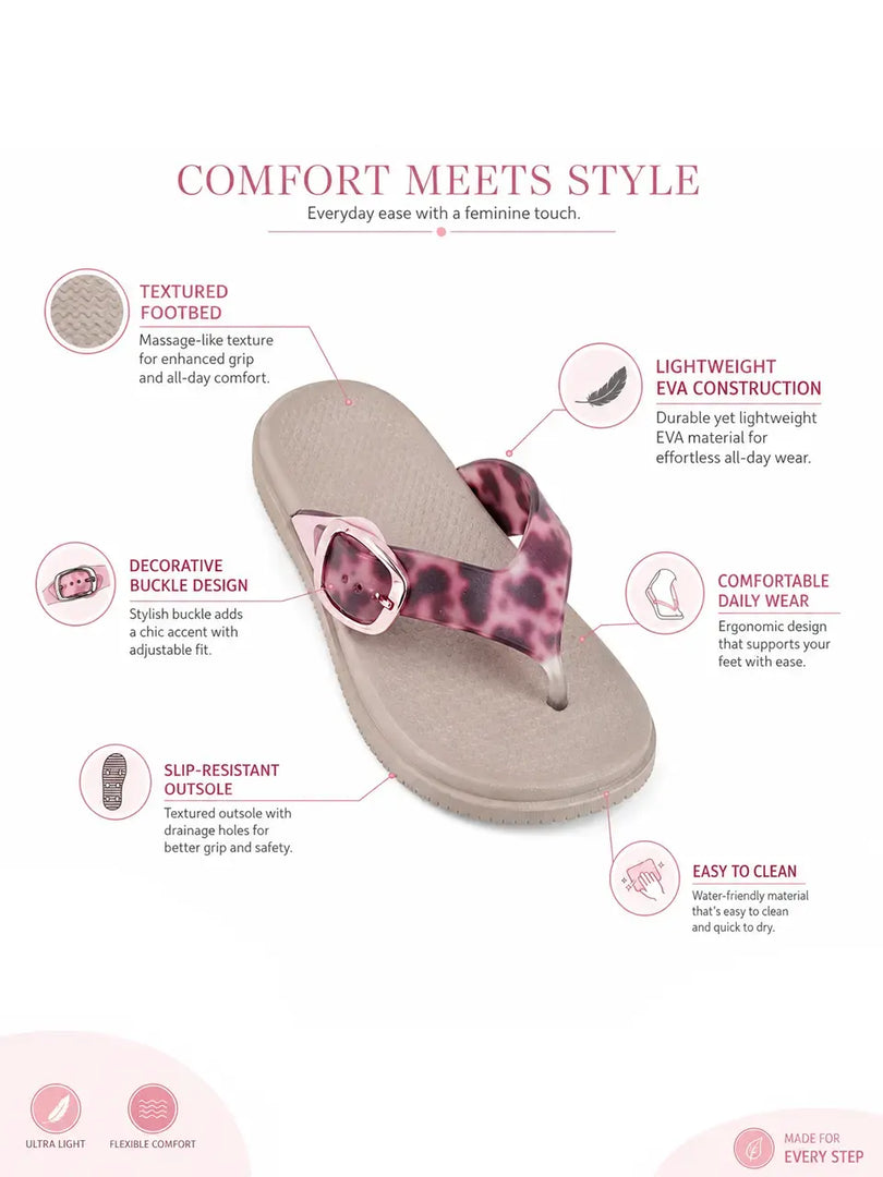 Heleey Blush Wild Buckle Flip Flops