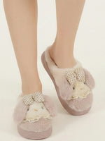 Load image into Gallery viewer, Heleey Blush Bow Bunny Slippers