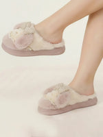 Load image into Gallery viewer, Heleey Blush Bow Bunny Slippers