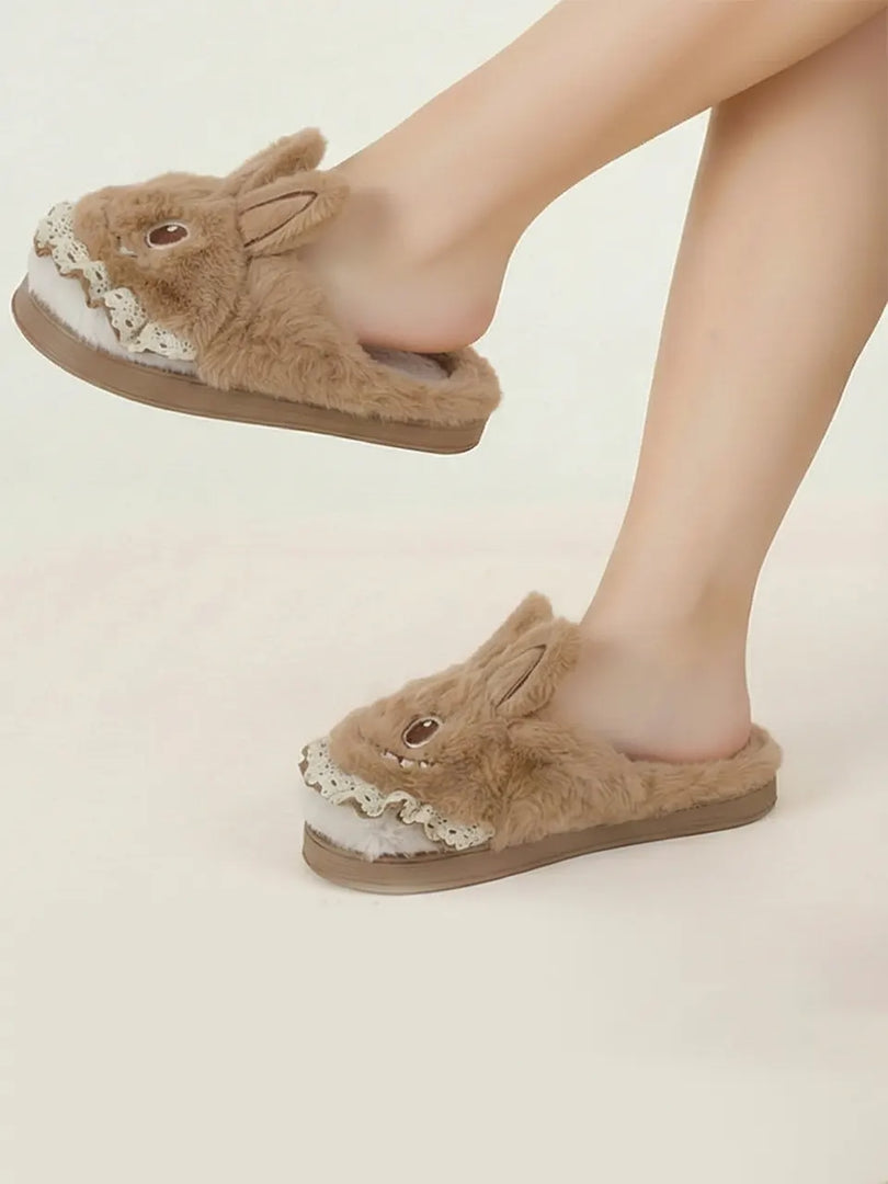 Heleey Caramel Bunny Cozy Slippers
