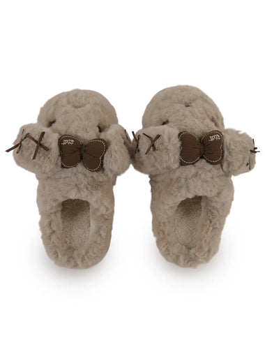 Heleey Mocha Bunny Cozy Slides