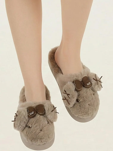 Heleey Mocha Bunny Cozy Slides