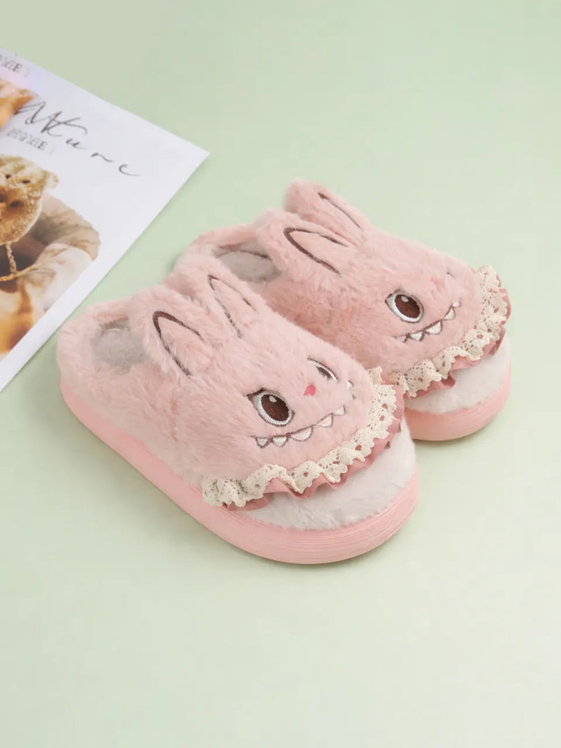 Heleey Blush Bunny Lace Slippers