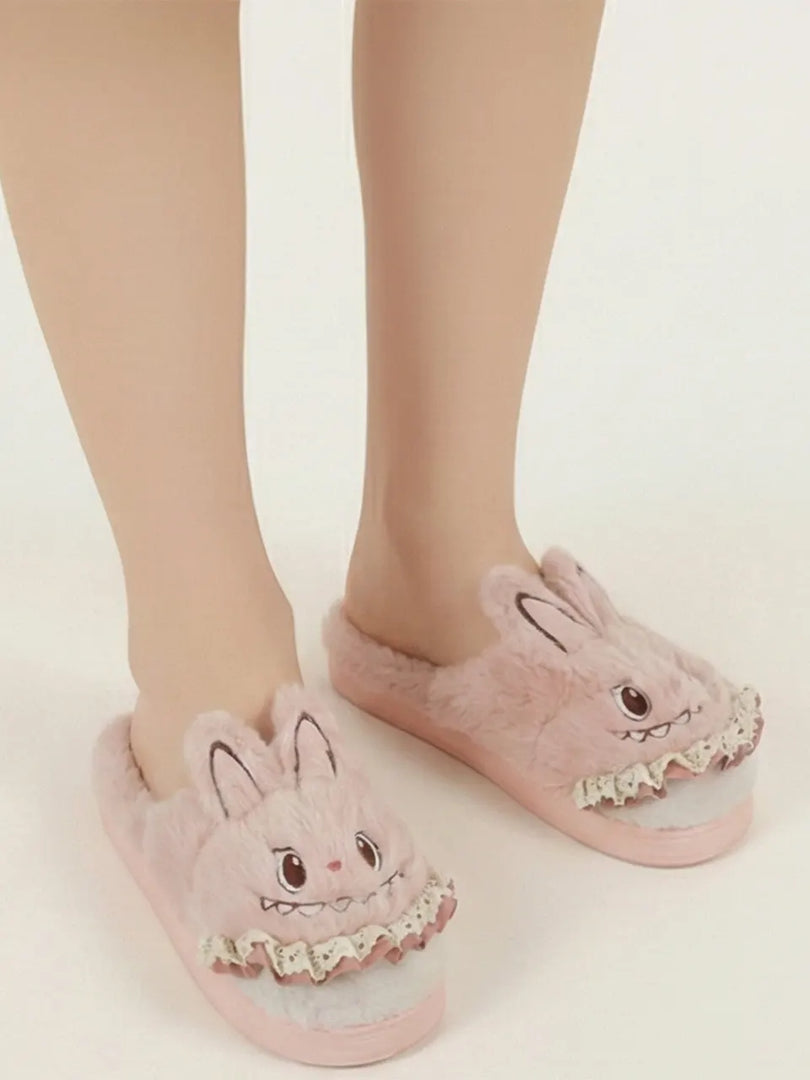 Heleey Blush Bunny Lace Slippers
