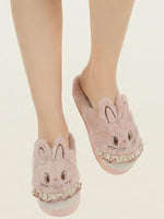 Load image into Gallery viewer, Heleey Blush Bunny Lace Slippers
