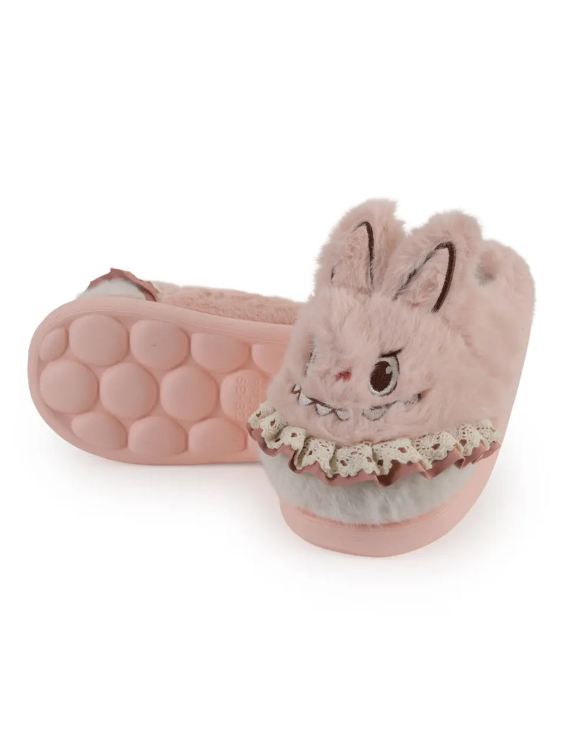 Heleey Blush Bunny Lace Slippers