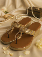 Load image into Gallery viewer, Heleey Golden Aura Wedge Sandals