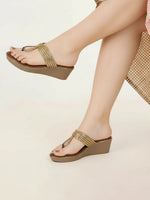 Load image into Gallery viewer, Heleey Golden Aura Wedge Sandals