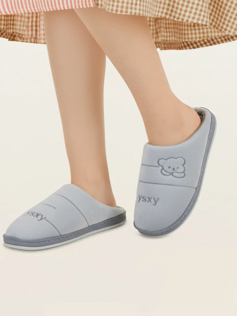 Heleey Cute Blue Bear Cozy Slippers