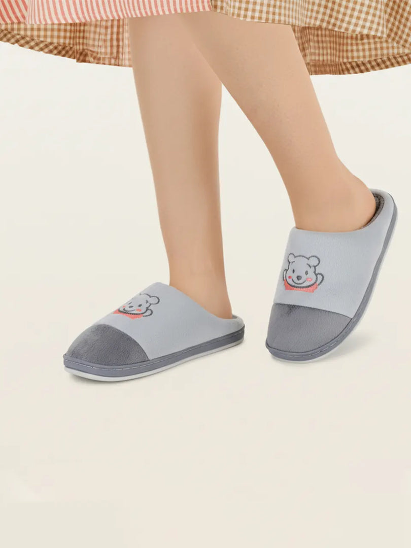 Heleey Smiley Bear Grey Indoor Slippers
