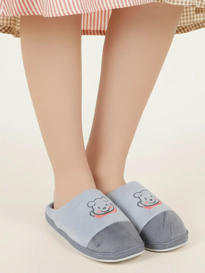 Heleey Smiley Bear Grey Indoor Slippers