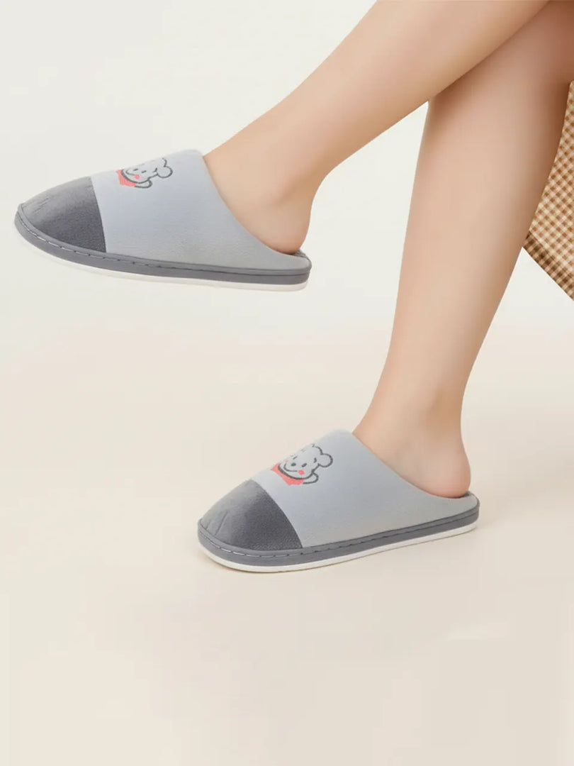 Heleey Smiley Bear Grey Indoor Slippers