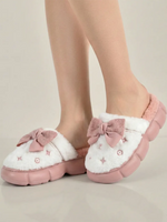 Load image into Gallery viewer, Heleey Blush Cloud Bow Plush Slippers